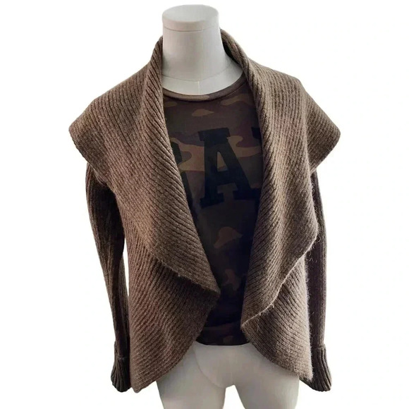 Genoa Women XS to Small Sweater Brown Mohair Blend Shawl‎ Collar Cabin Cozycore - Picture 1 of 11